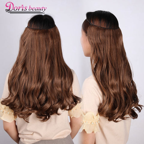 Doris beauty 20 inch Invisible Wire No Clip One Piece Halo Hair Extensions Secret Fish Line Hairpieces Wave Synthetic for Women
