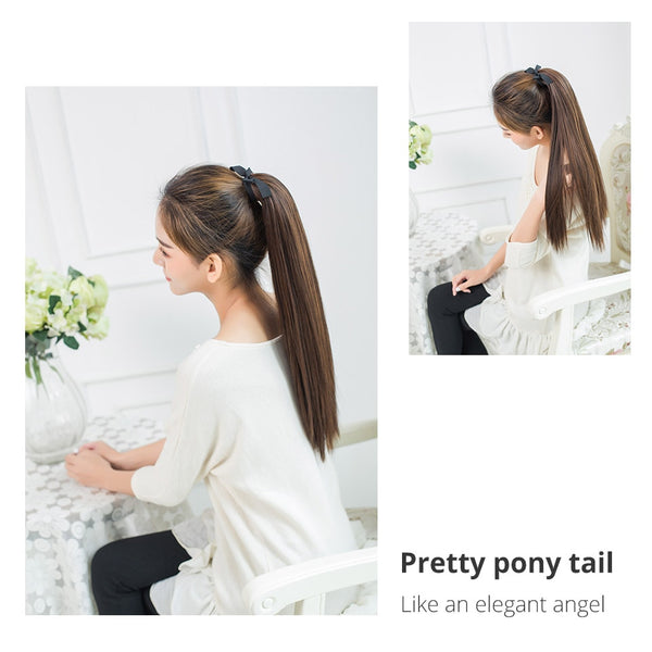 Doris beauty 22'' 26'' Ponytail Hairpiece Drawstring Long Straight Clip False Synthetic Hair Extensions Women Heat Resistant