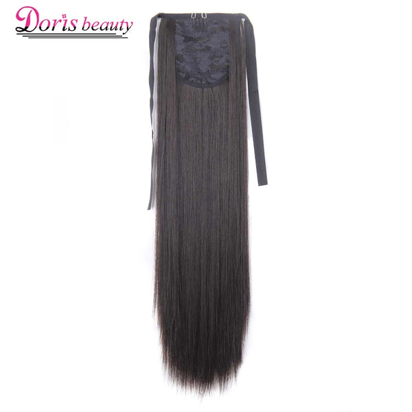 Doris beauty 22'' 26'' Ponytail Hairpiece Drawstring Long Straight Clip False Synthetic Hair Extensions Women Heat Resistant