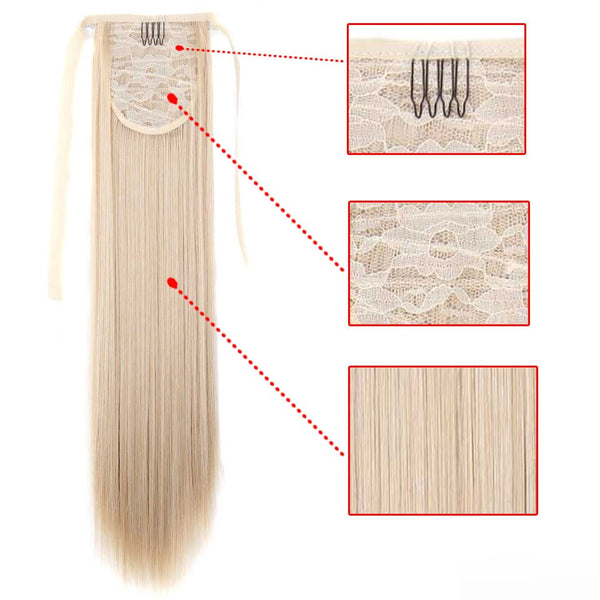 Doris beauty 22'' 26'' Ponytail Hairpiece Drawstring Long Straight Clip False Synthetic Hair Extensions Women Heat Resistant