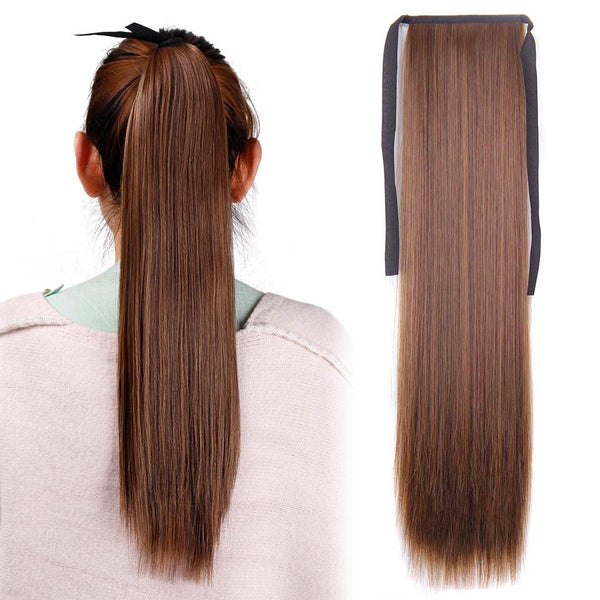 Doris beauty 22'' 26'' Ponytail Hairpiece Drawstring Long Straight Clip False Synthetic Hair Extensions Women Heat Resistant