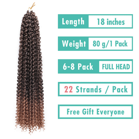 Doris beauty Ombre 18inch Passion Twist Crochet Hair Crochet Braiding Hair Extension Synthetic Bohemian Braid Black Hair