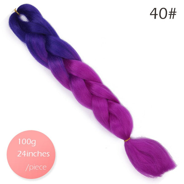 Doris beauty Ombre Jumbo Braids Synthetic Braiding Hair Crochet Braid 100g 24inch Hair Extension Pink Blue Green for Women