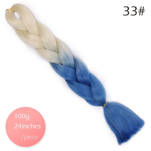 Doris beauty Ombre Jumbo Braids Synthetic Braiding Hair Crochet Braid 100g 24inch Hair Extension Pink Blue Green for Women