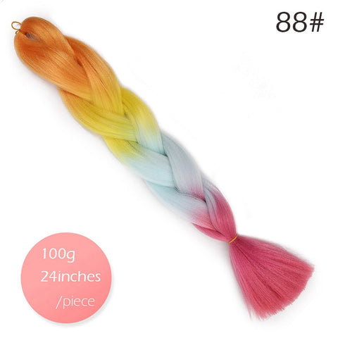 Doris beauty Ombre Jumbo Braids Synthetic Braiding Hair Crochet Braid 100g 24inch Hair Extension Pink Blue Green for Women