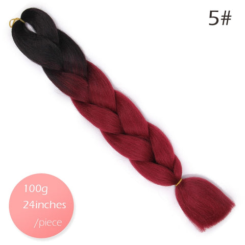 Doris beauty Ombre Jumbo Braids Synthetic Braiding Hair Crochet Braid 100g 24inch Hair Extension Pink Blue Green for Women