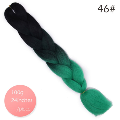 Doris beauty Ombre Jumbo Braids Synthetic Braiding Hair Crochet Braid 100g 24inch Hair Extension Pink Blue Green for Women