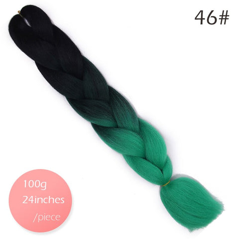 Doris beauty Ombre Jumbo Braids Synthetic Braiding Hair Crochet Braid 100g 24inch Hair Extension Pink Blue Green for Women