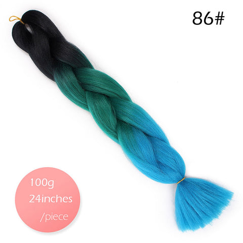 Doris beauty Ombre Jumbo Braids Synthetic Braiding Hair Crochet Braid 100g 24inch Hair Extension Pink Blue Green for Women