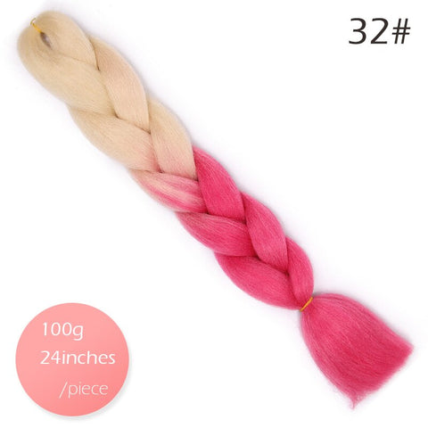 Doris beauty Ombre Jumbo Braids Synthetic Braiding Hair Crochet Braid 100g 24inch Hair Extension Pink Blue Green for Women