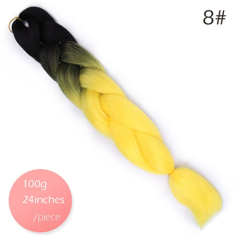 Doris beauty Ombre Jumbo Braids Synthetic Braiding Hair Crochet Braid 100g 24inch Hair Extension Pink Blue Green for Women