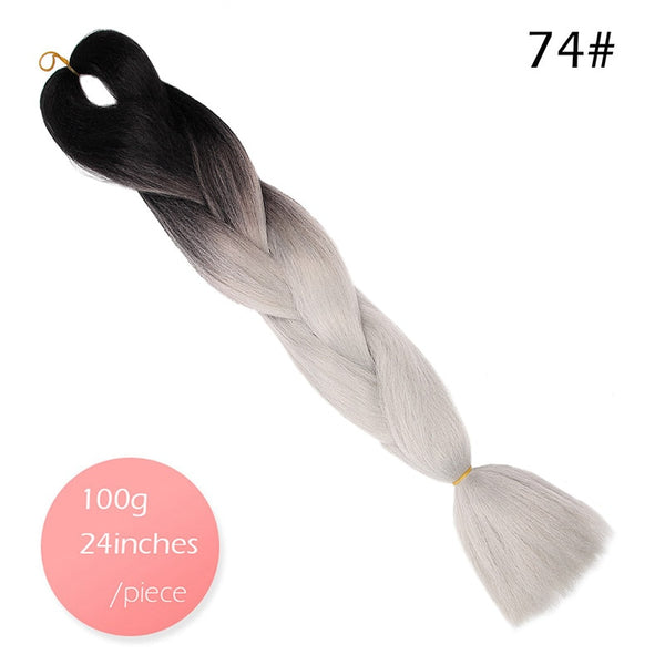 Doris beauty Ombre Jumbo Braids Synthetic Braiding Hair Crochet Braid 100g 24inch Hair Extension Pink Blue Green for Women