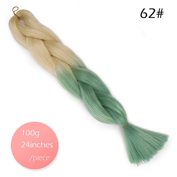 Doris beauty Ombre Jumbo Braids Synthetic Braiding Hair Crochet Braid 100g 24inch Hair Extension Pink Blue Green for Women