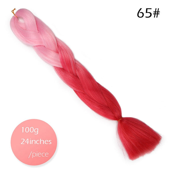 Doris beauty Ombre Jumbo Braids Synthetic Braiding Hair Crochet Braid 100g 24inch Hair Extension Pink Blue Green for Women