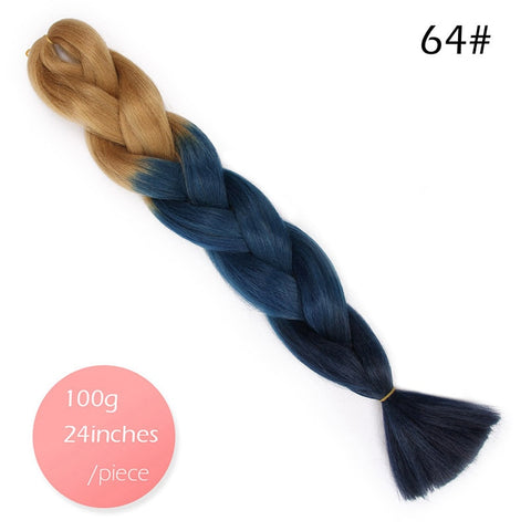 Doris beauty Ombre Jumbo Braids Synthetic Braiding Hair Crochet Braid 100g 24inch Hair Extension Pink Blue Green for Women