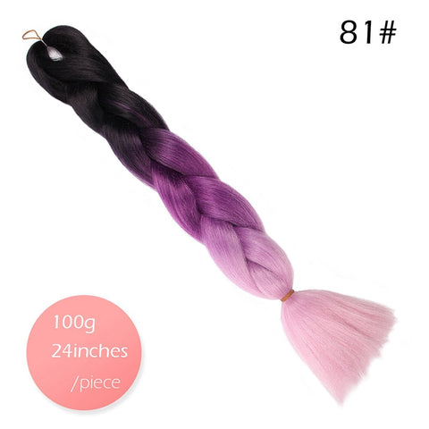 Doris beauty Ombre Jumbo Braids Synthetic Braiding Hair Crochet Braid 100g 24inch Hair Extension Pink Blue Green for Women