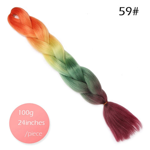 Doris beauty Ombre Jumbo Braids Synthetic Braiding Hair Crochet Braid 100g 24inch Hair Extension Pink Blue Green for Women