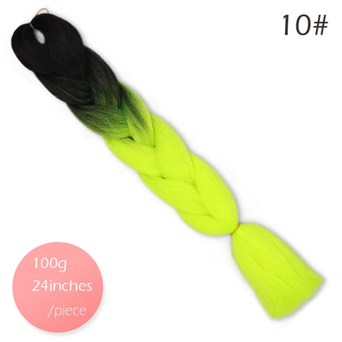 Doris beauty Ombre Jumbo Braids Synthetic Braiding Hair Crochet Braid 100g 24inch Hair Extension Pink Blue Green for Women
