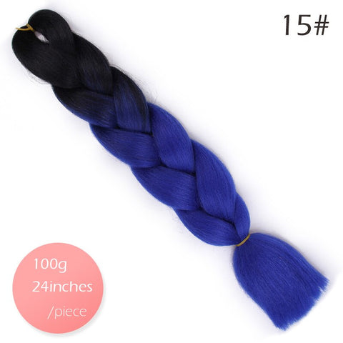 Doris beauty Ombre Jumbo Braids Synthetic Braiding Hair Crochet Braid 100g 24inch Hair Extension Pink Blue Green for Women