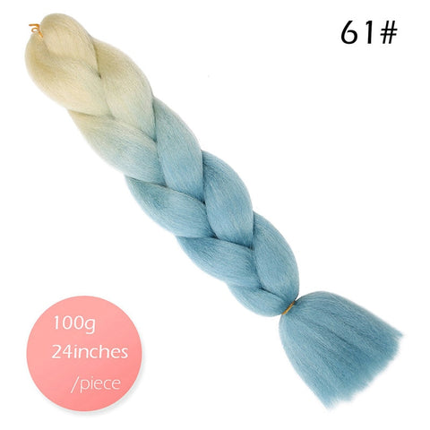 Doris beauty Ombre Jumbo Braids Synthetic Braiding Hair Crochet Braid 100g 24inch Hair Extension Pink Blue Green for Women