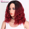 Doris beauty Ombre Red Color Synthetic Short Wigs For Women Water Wave Fluffy Hair Black Orange Green Cosplay