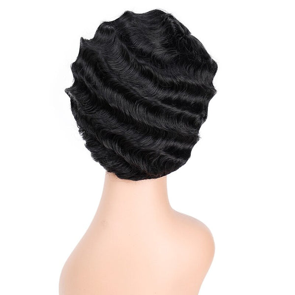 Doris beauty Ombre Short Curly Black Cute Wigs for Women African Afro Hair Synthetic Red Brown Heat Resistant