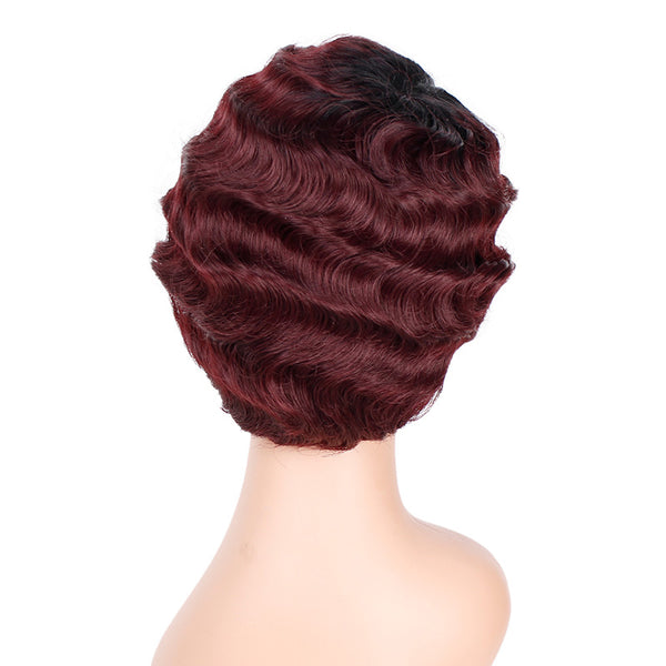 Doris beauty Ombre Short Curly Black Cute Wigs for Women African Afro Hair Synthetic Red Brown Heat Resistant