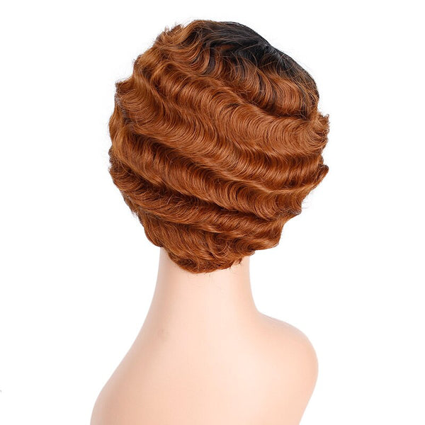 Doris beauty Ombre Short Curly Black Cute Wigs for Women African Afro Hair Synthetic Red Brown Heat Resistant