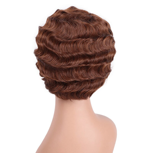 Doris beauty Ombre Short Curly Black Cute Wigs for Women African Afro Hair Synthetic Red Brown Heat Resistant