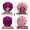 Doris beauty Purple Afro Curly Wigs for African American Women 12'' Synthetic Short Wig Natural Hair Bangs Ombre Pink Magenta