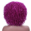 Doris beauty Purple Afro Curly Wigs for African American Women 12'' Synthetic Short Wig Natural Hair Bangs Ombre Pink Magenta