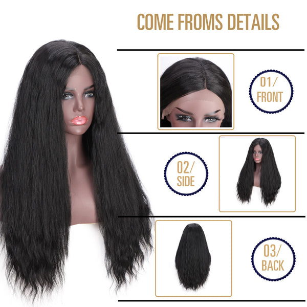 Doris beauty Synthetic Lace Front Wig for White Black Women Long Straight Black Wig Afro Natural Loose Wig  Heat Resistant