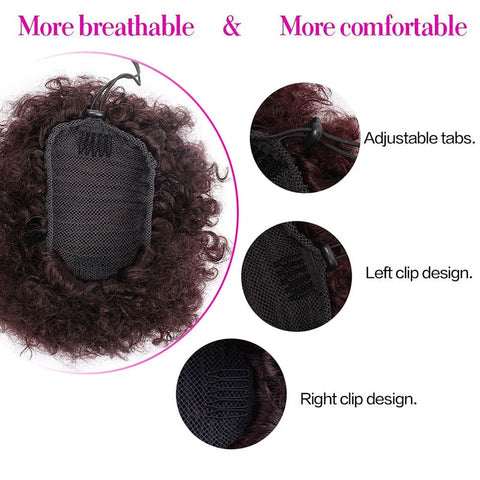Doris beauty Synthetic Puff Afro Short Kinky Curly Chignon Hair Bun Drawstring Ponytail Wrap Hairpiece Fake Hair Extensions