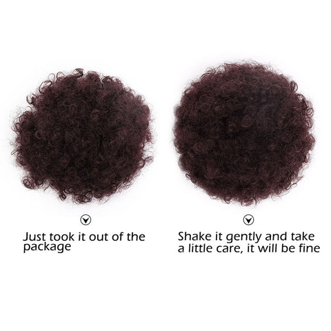 Doris beauty Synthetic Puff Afro Short Kinky Curly Chignon Hair Bun Drawstring Ponytail Wrap Hairpiece Fake Hair Extensions