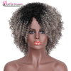 Doris beauty Synthetic Short Afro Kinky Curly Wigs for Black Women Ombre Black Brown Grey Natural African American