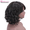 Doris beauty Synthetic Short Wigs for Women with Bangs Black Wavy Red Natural African American Cosplay Heat Resistant