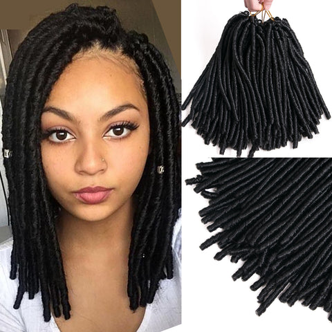 Qp hairDreadlock Black Faux Synthetic 14inch 70g/pack Black Crochet Braids Braiding Hair Extension Afro Hairstyles for Women