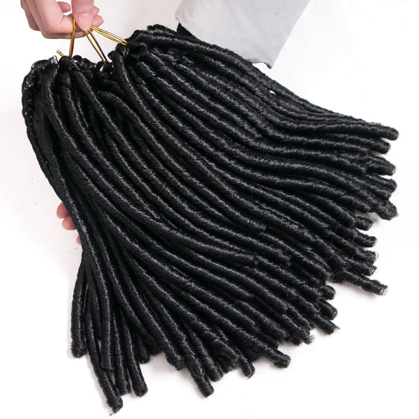 Qp hairDreadlock Braids Synthetic Black Faux Locs 14inch 70g/pack Crochet Braiding Hair Extension Afro Hairstyles For Women Black