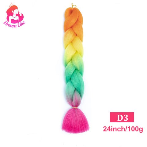 Qp hairDream Like Synthetic Braiding Hair Pre Stretched Jumbo Braid Hair Extensions 24 inch 100g Kanekalon Hair For African Braids