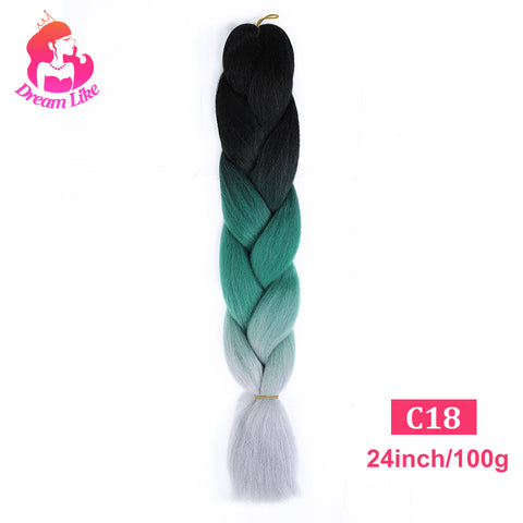 Qp hairDream Like Synthetic Braiding Hair Pre Stretched Jumbo Braid Hair Extensions 24 inch 100g Kanekalon Hair For African Braids