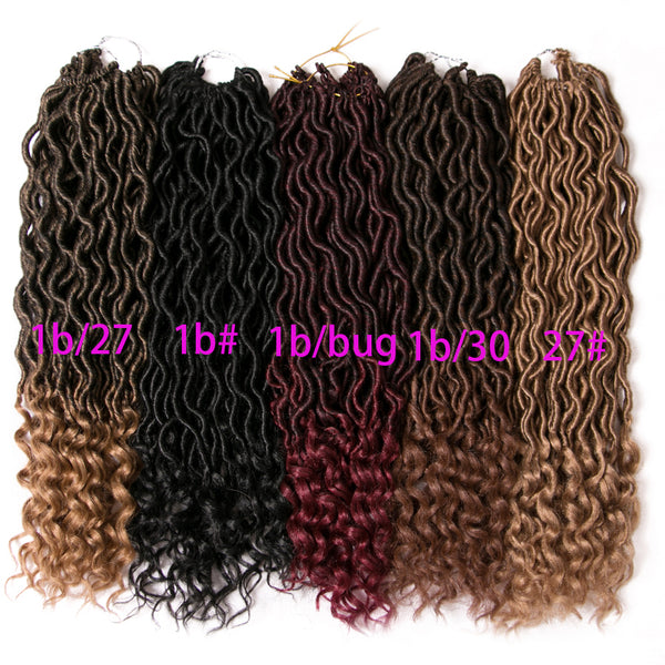 Qp hairFaux Locs Curly Synthetic 18 inch Crochet braid Hair Extensions 24 strands/pack Braids Ombre Braiding Hair Afro Black Dreads