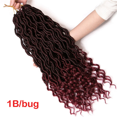 Qp hairFaux Locs Curly Synthetic 18 inch Crochet braid Hair Extensions 24 strands/pack Braids Ombre Braiding Hair Afro Black Dreads