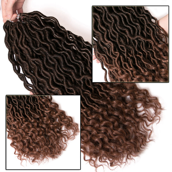 Qp hairFaux Locs Curly Synthetic 18 inch Crochet braid Hair Extensions 24 strands/pack Braids Ombre Braiding Hair Afro Black Dreads