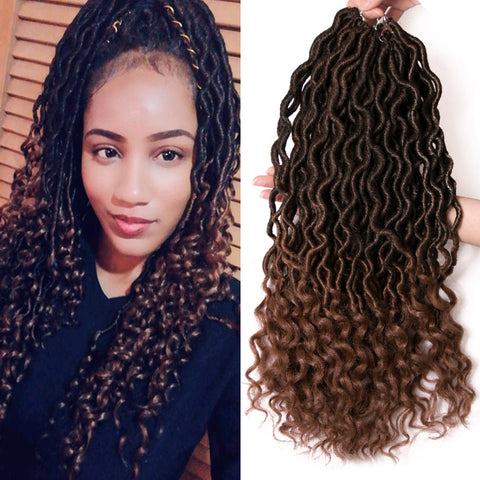 Qp hairFaux Locs Curly Synthetic 18 inch Crochet braid Hair Extensions 24 strands/pack Braids Ombre Braiding Hair Afro Black Dreads