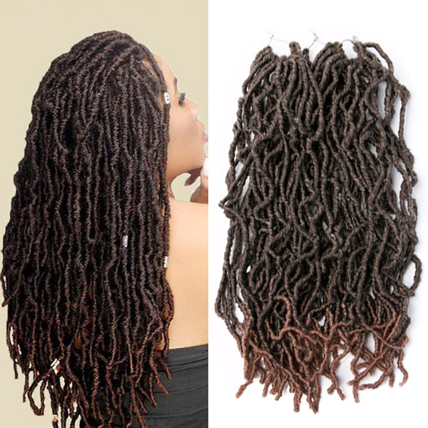 Qp hairFaux Locs Synthetic Crochet Braid hair 18 inch 20 roots/pack,Afro Locs twist Ombre Braiding Hair Extensions Ombre Brown