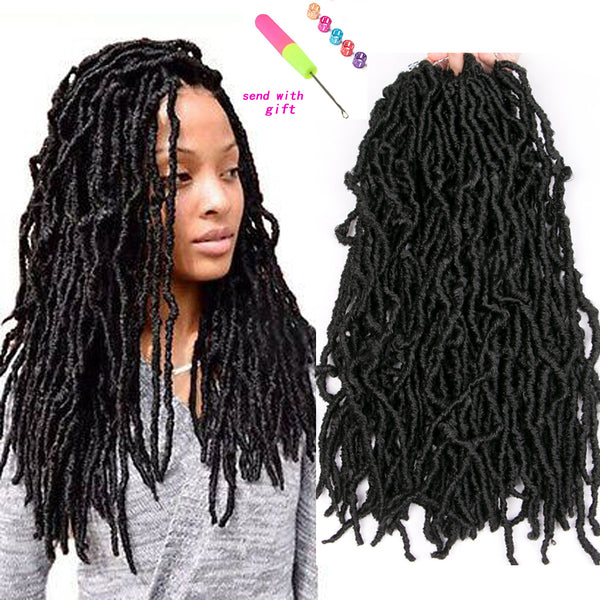 Qp hairFaux Locs Synthetic Crochet Braid hair 18 inch 20 roots/pack,Afro Locs twist Ombre Braiding Hair Extensions Ombre Brown