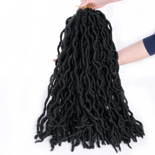 Qp hairFaux Locs Synthetic Crochet Hair Curly Dreadlocks 20 Inch 24 Roots/Pcs,Locs Twist Ombre Braiding Hair Extensions Black,Brown