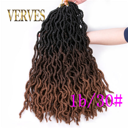 Qp hairFaux Locs Synthetic Crochet Hair Curly Dreadlocks 20 Inch 24 Roots/Pcs,Locs Twist Ombre Braiding Hair Extensions Black,Brown