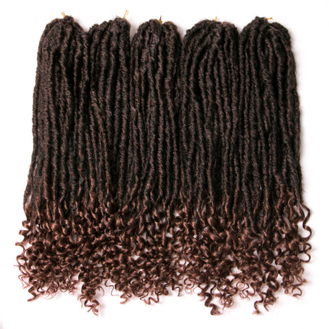 Qp hairFocs Locs Curly Synthetic Hair Crochet Faux Braids Hair Extensions 18 Inch 20 Strands/pcs Dreads Hairstyle Ombre Crochet Braids