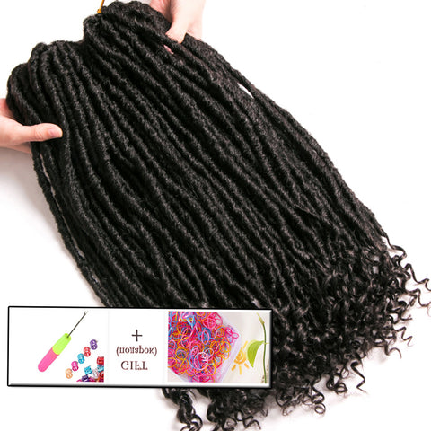 Qp hairFocs Locs Curly Synthetic Hair Crochet Faux Braids Hair Extensions 18 Inch 20 Strands/pcs Dreads Hairstyle Ombre Crochet Braids